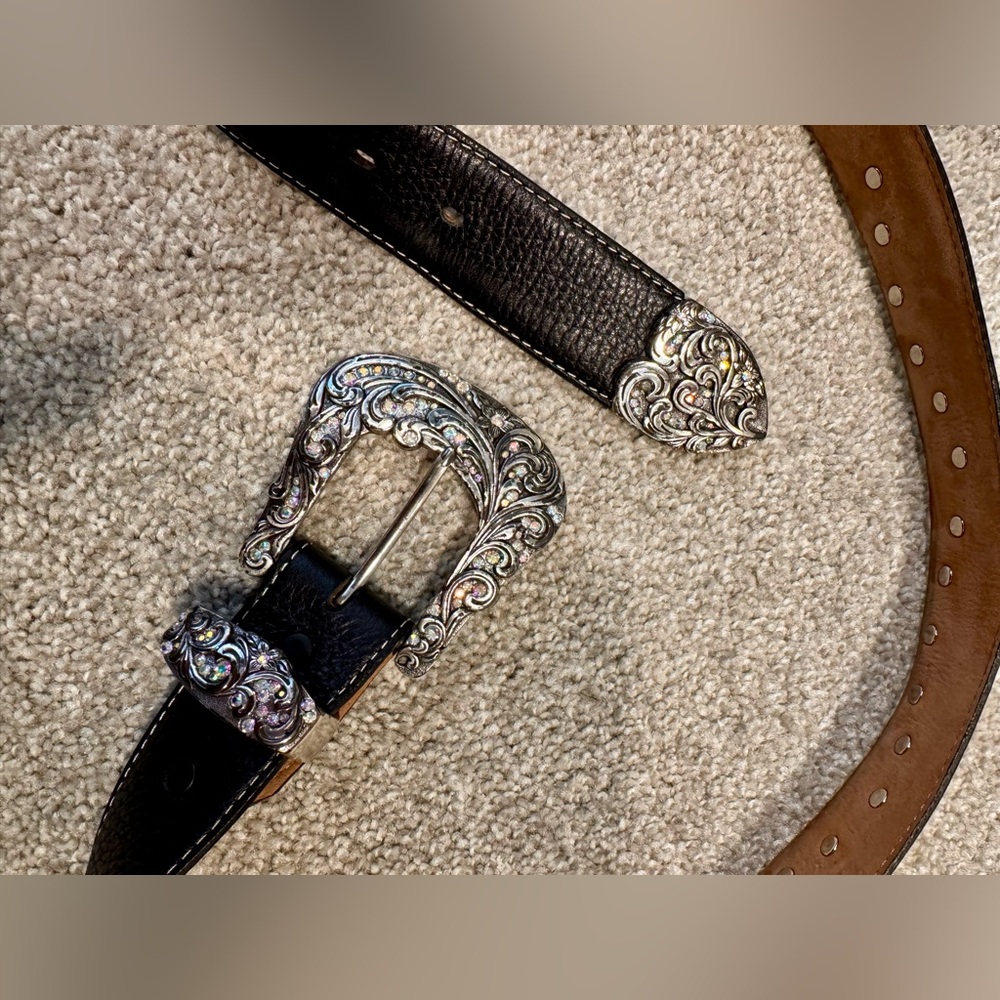 Tony Lama Crystal Western Leather Belt